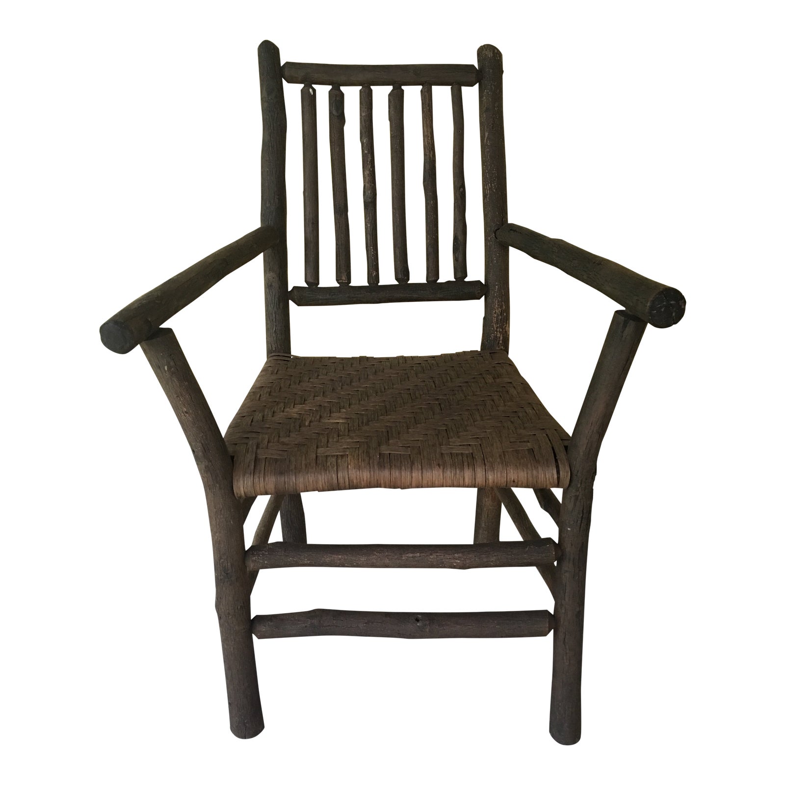 Adirondack Hickory Arm Chair with Woven Seat Chairish