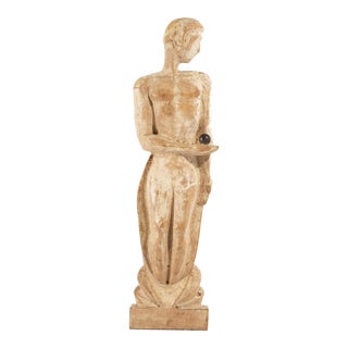 Abstract Carved Wood Sculpture of a Man For Sale