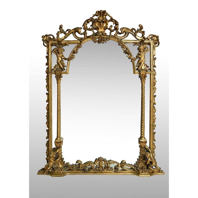 20th Century Baroque Carved Console Table with Mirror & Alabaster, 1970s For Sale - Image 4 of 8