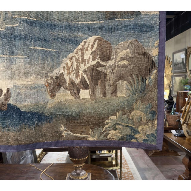 Textile 18th Century French Aubusson Verdure Tapestry With Château Landscape For Sale - Image 7 of 12