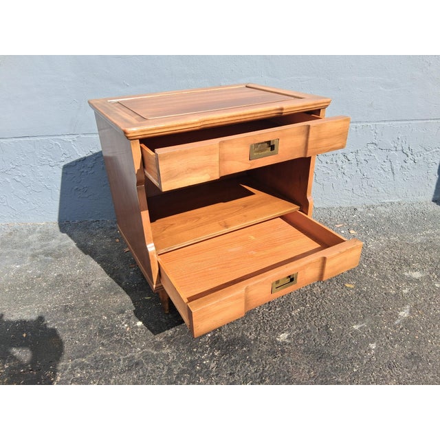 1940's Campaign Nightstands Brass Pulls by John Widdicomb a - Pair For Sale - Image 12 of 18