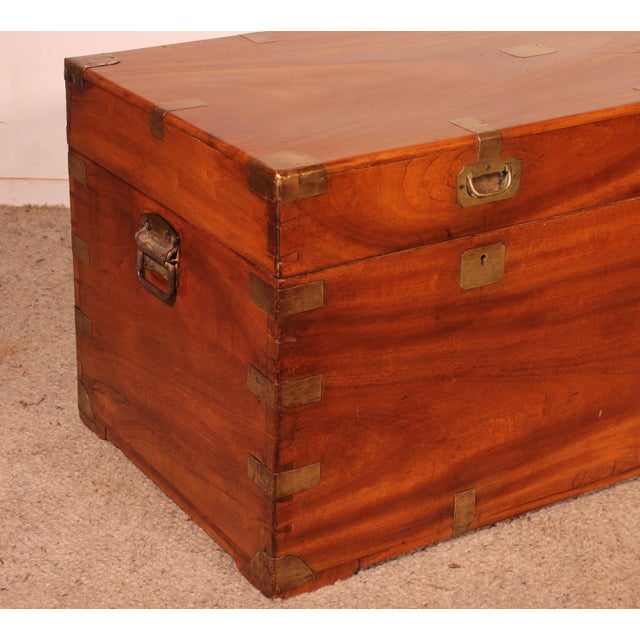 Camphor Wood Marine Chest with Double Locks and Camphor Wood Top, 19th Century For Sale - Image 11 of 16