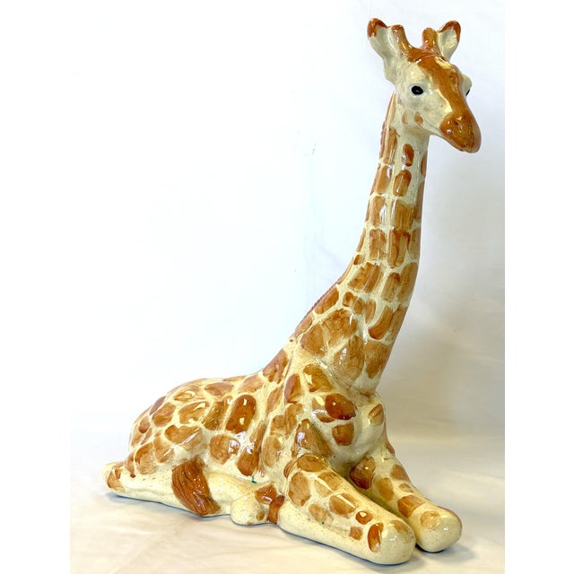 Vintage Resting Giraffe Hand Painted and Signed Italian Ceramic Statue C1991 For Sale - Image 12 of 12