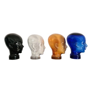 Tinted Glass Display Heads, 1970s, Set of 4 For Sale
