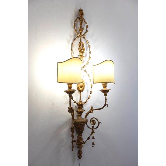 19th Century Italian Gilt-Wood Wall Lights Roma, 1840, Set of 2 For Sale - Image 12 of 14