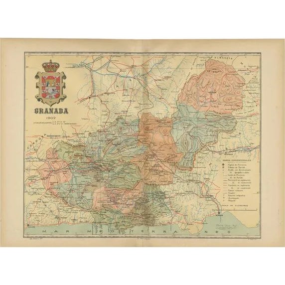 Cartographic Exploration of Andalusias Mountainous Province, 1902 For Sale