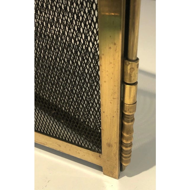 Circa 1970 French Neoclassical Style Brass Fireplace Screen For Sale - Image 10 of 13
