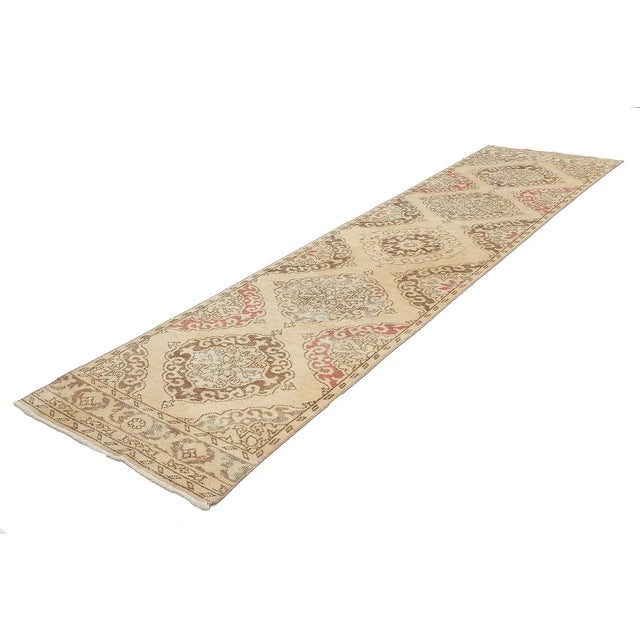 Traditional Mid 20th Century Vintage Washed Out Oushak Runner For Sale - Image 3 of 7