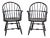 Pair of P. Derby Sack Back Windsor Arm Chairs Black Finish Made in Massachusetts For Sale