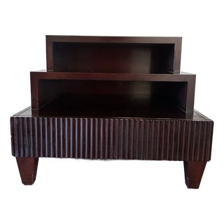 Authentic Barbara Barry for Baker Modern Regency Dark Mahogany Three-Tier Side Table (1990s) For Sale