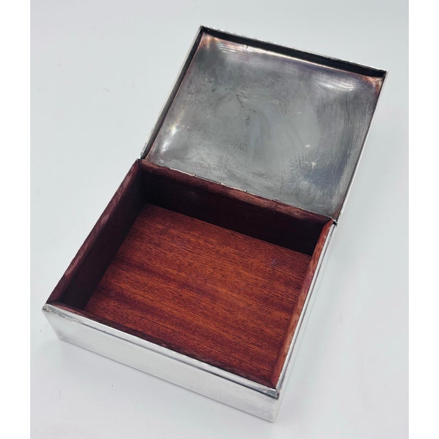 Reed and Barton Vintage Swedish Reed & Barton Silver Wood Lined Box For Sale - Image 4 of 5