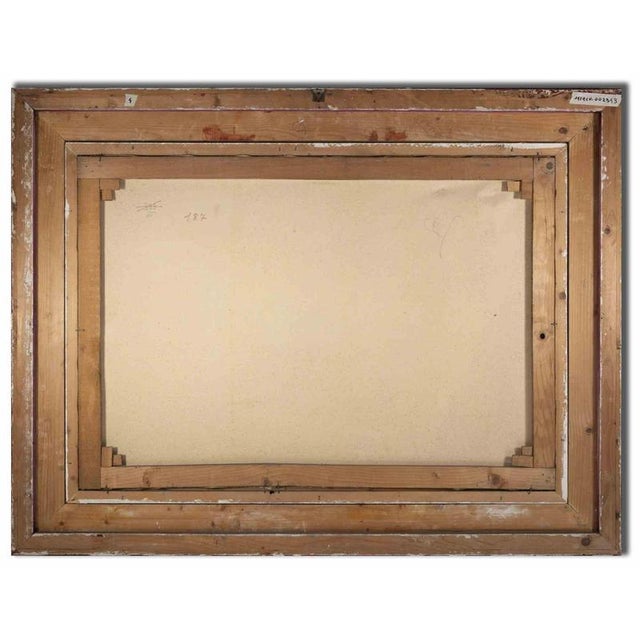 Paris is an orginal modern artwork realized in the mid-20th century by an unknown artist. Mixed colored painting on...