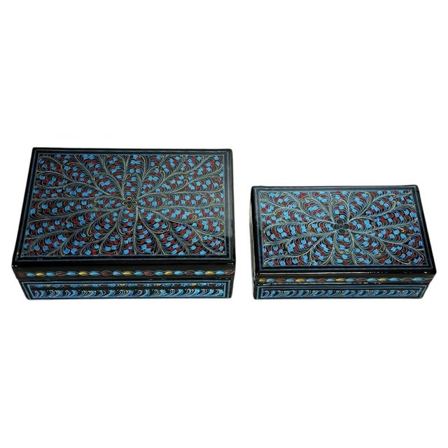 Blue Nesting Boxes in Lacquered Wood, France, 1970s, Set of 2 For Sale - Image 14 of 14