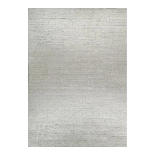 2010s Rug & Kilim’s Modern Rug in Solid Gray and Off-White Striae - 12x17 For Sale