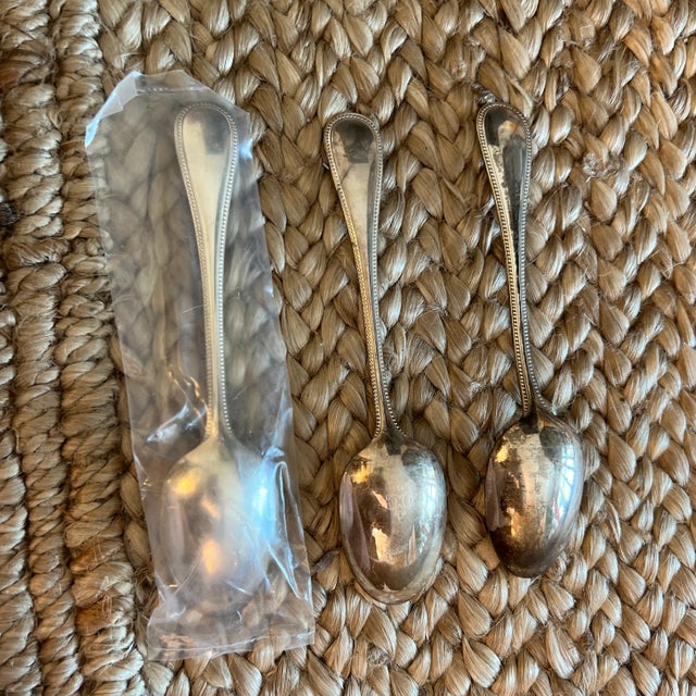 1990s Christofle Perles Pattern Sterling Silver Soup Spoon .925 For Sale In Cincinnati - Image 6 of 13