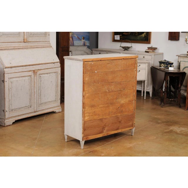Gustavian Style 1840s Gray Painted Drop Front Secretary with Graduated Drawers For Sale - Image 4 of 12