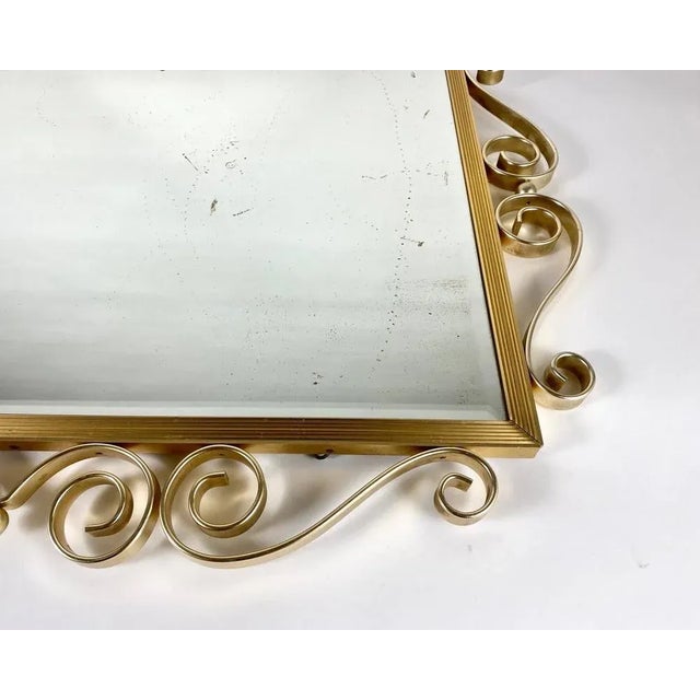 Hollywood Regency Style Wall Mirror with Forged Brass Frame, Belgium, 1960s For Sale - Image 5 of 9