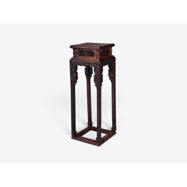 Chinese Pedestal or Plant Stand, Carved Hardwood, China, 20th C. For Sale In New York - Image 6 of 14