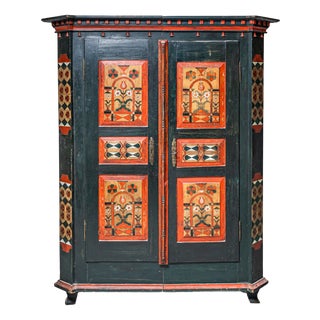 Franconian Folk Art Hand-Painted Armoire, Early 19th Century For Sale