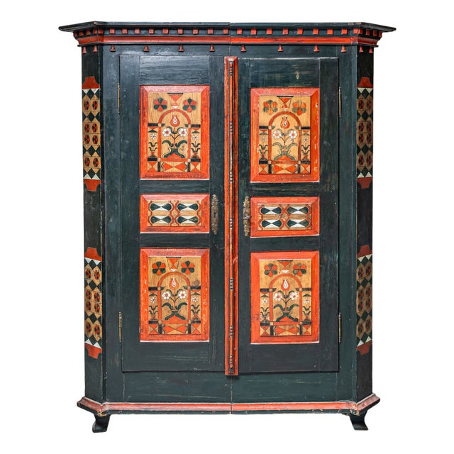 Franconian Folk Art Hand-Painted Armoire, Early 19th Century For Sale