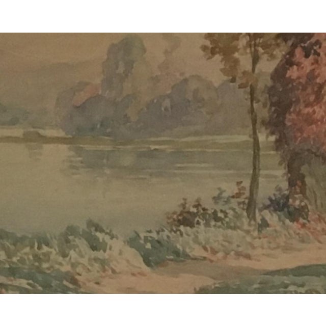 Joseph Ferrero, Bord du lac en automne, Watercolor on Paper, Framed For Sale - Image 5 of 9