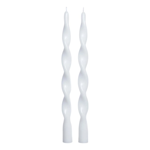 Lumière Twist Taper Candles, Set of 12 in White, 12" For Sale