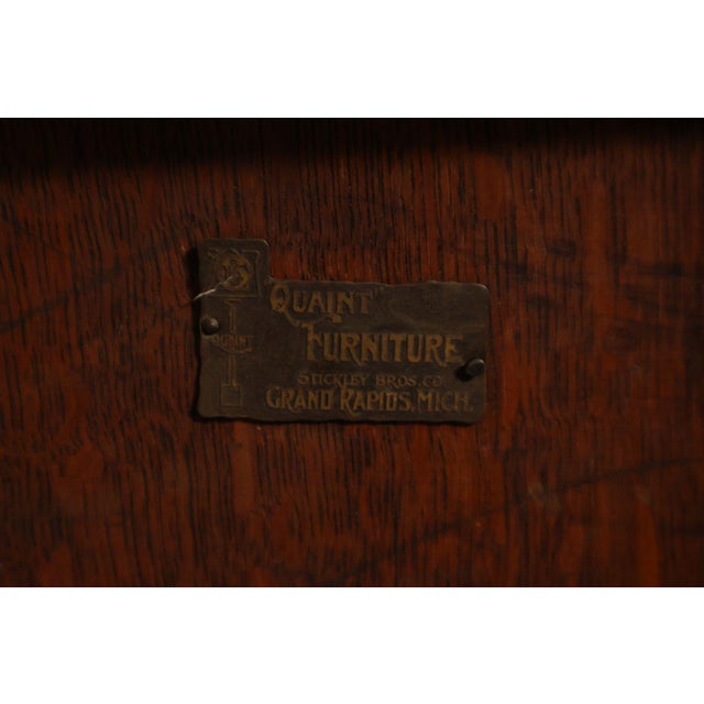 Antique Stickley Brothers 48" Round Oak Dining Table w/2 leaves For Sale - Image 18 of 18
