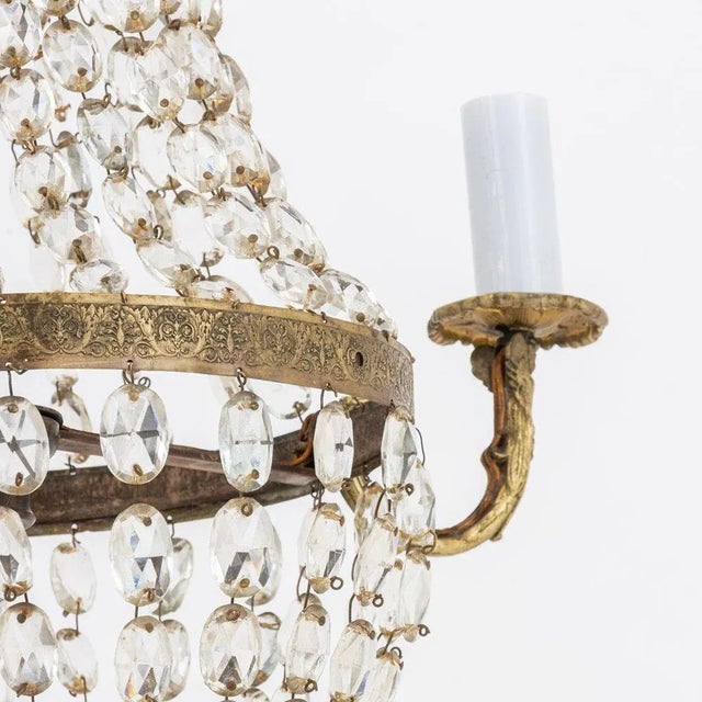 French French Empire Cut Crystal and Brass Chandelier For Sale - Image 3 of 5