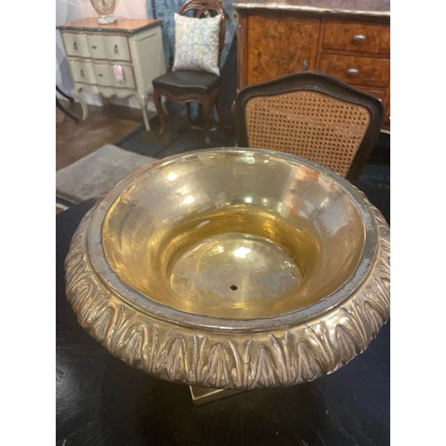 1990s Handmade Italian Ceramic Gold Gilded Planter on Pedestal For Sale - Image 5 of 12