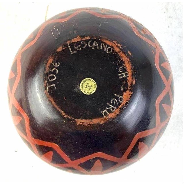 Contemporary 1980s Signed José Lescano Peruvian Chulucanas Terracotta Art Pottery Vase For Sale - Image 3 of 5