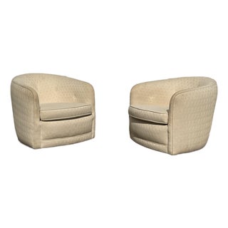 Pair of Vintage Thayer Coggin Milo Baughman Style Tub / Barrelback Club Chairs For Sale
