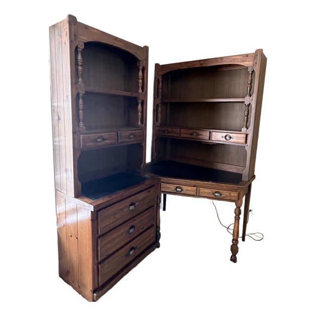 Vintage Young Hinkle "Ship Ahoy" Corner Desk and Hutch Set For Sale