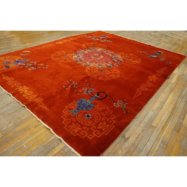 1920s Chinese Art Deco Carpet ( 9' x 12' - 275 x 365 cm ) Antique Art Deco Chinese Floral Red 1920s Rug, Circa Date:...