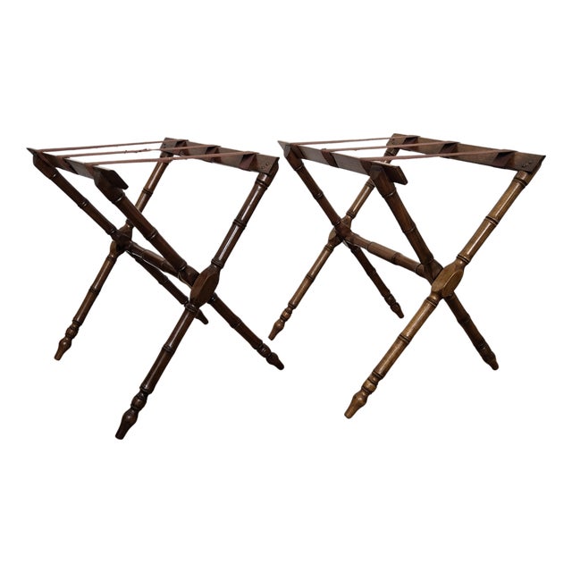 Vintage Italian Foldable Luggage Racks Stands, 1970s, Set of 2 For Sale