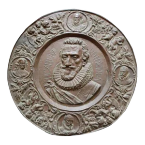19th Century French Copper Medallion Portrait Plaque of Henri IV