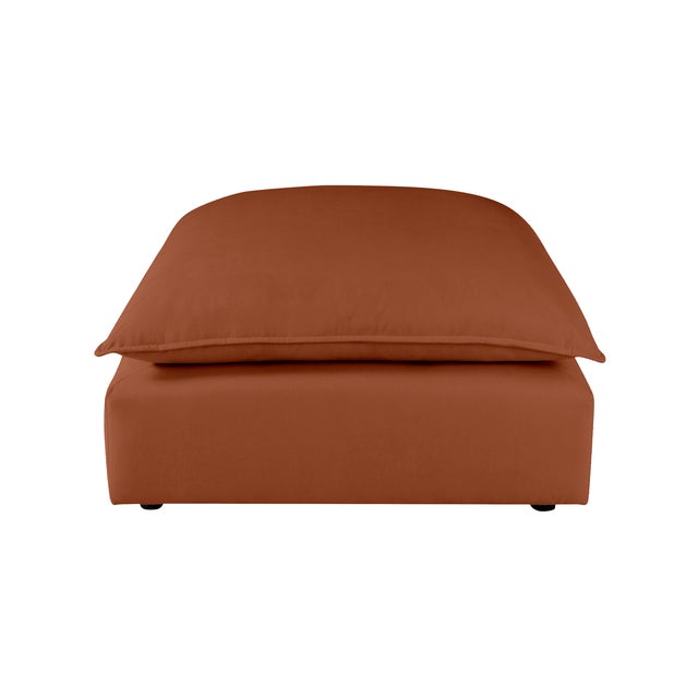 Boho Chic Cali Rust Performance Fabric Ottoman For Sale - Image 3 of 6