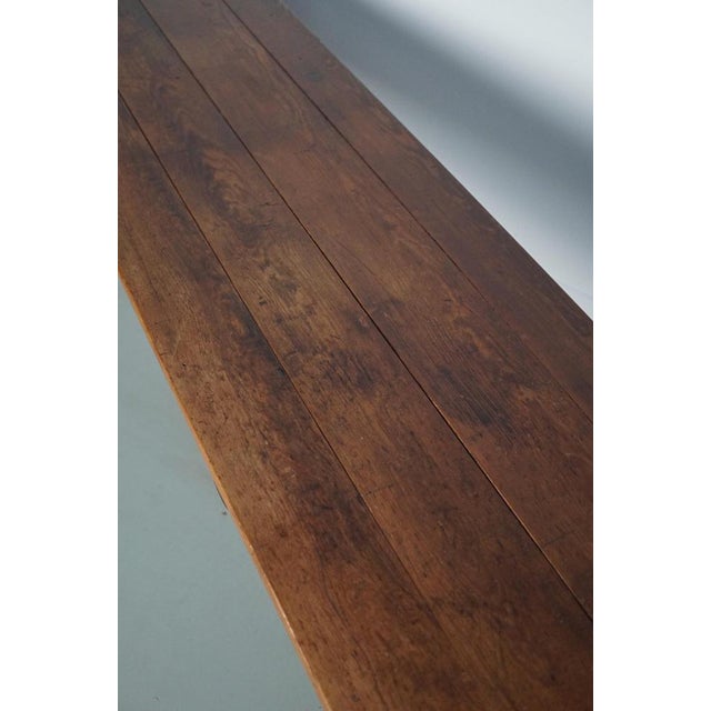 Wood Vintage French Rustic Farmhouse Pitch Pine Desk, 1950s For Sale - Image 7 of 18