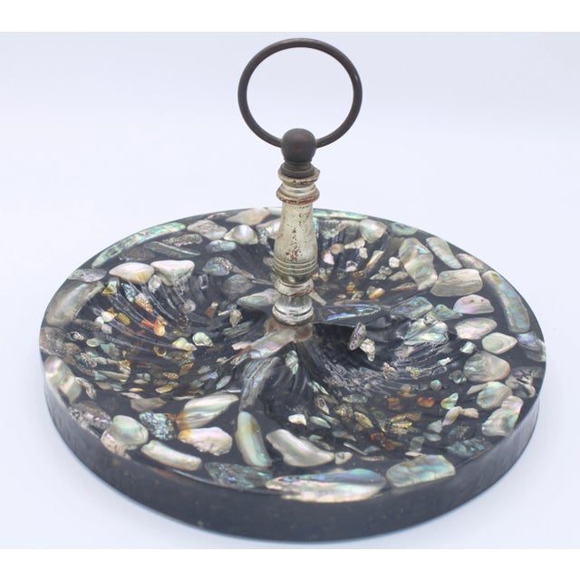 Shell Vintage Mid Century Modern Abalone Shell and Acrylic Tray With Handle For Sale - Image 7 of 12