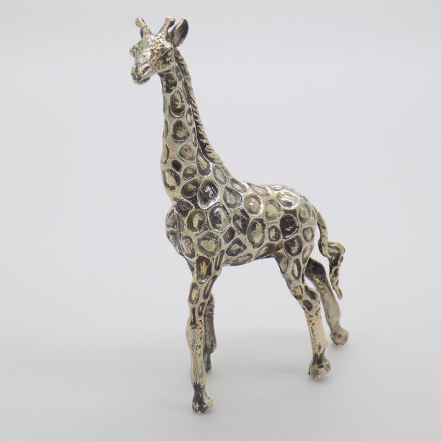 Vintage Italian Handmade Silver Giraffe Figurine, 1970s For Sale - Image 4 of 11