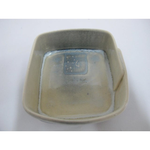 Modernist Japanese Studio Pottery Blue Textured Sake Pitcher & Matching Cup For Sale - Image 11 of 13