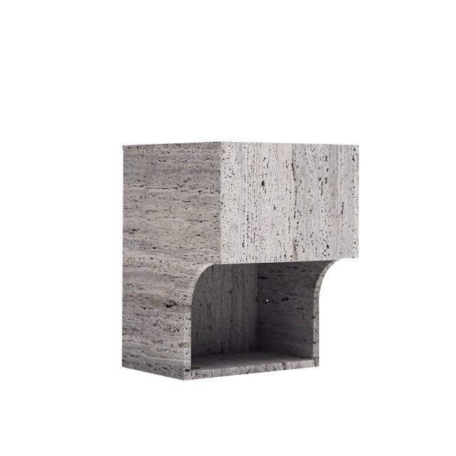 Titanium Arch 01.2 C Side Table in Travertine by Sam Goyvaerts for barh.design For Sale