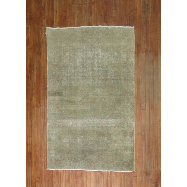 Contemporary Early 20th Century Zabihi Collection Worn Turkish Accent Rug For Sale - Image 3 of 6
