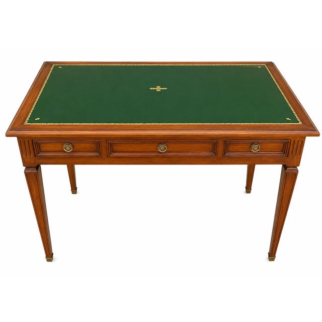 Brown Louis XVI Extendable Desk with 3 Drawers, 1960s For Sale - Image 8 of 8