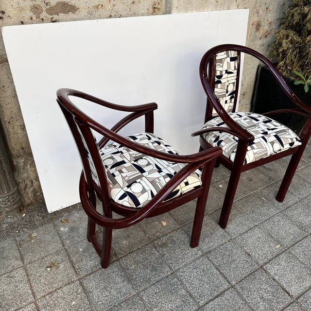 Art Deco Chairs in Upholstered in Euphoria Cubista from Misia Paris, France, 1970s, Set of 4 For Sale - Image 15 of 18