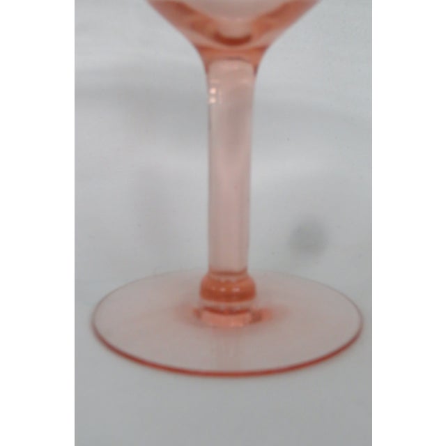 Pink Early 20th Century Pink Stem Depression Glass Optic Swirl Glassware Wine Sherry Goblets 4751b - 4pc For Sale - Image 8 of 11
