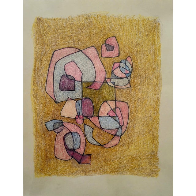 Original Contemporary Abstract Color Pencil and Graphite Drawing on Paper. See 4th Photo Detail and Color. Ready to Crop and Frame. For Sale - Image 4 of 4