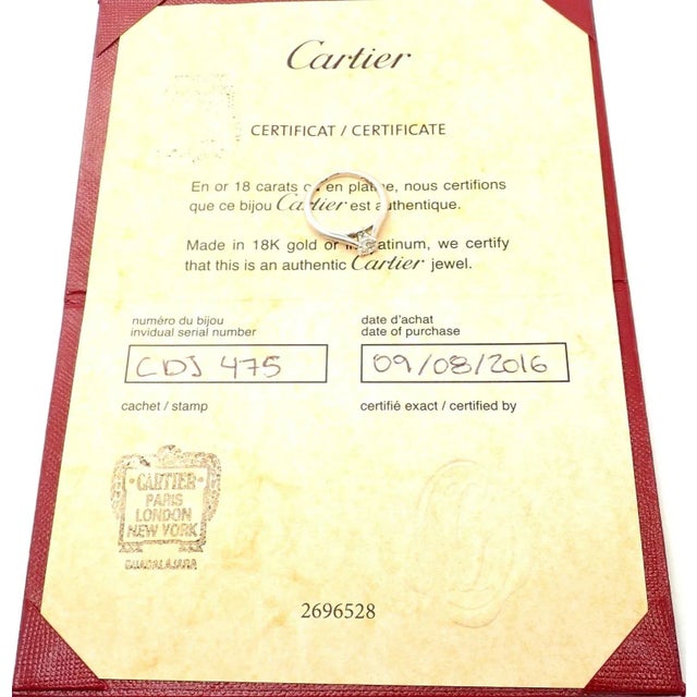 Cartier Platinum .40ct VVS1/G Diamond Solitaire Engagement Ring, size 4.75 For Sale In Philadelphia - Image 6 of 12