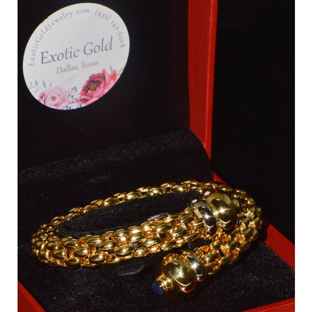Late 20th Century Rare Fope Flex’it Blue Sapphire Woven Wrap Bangle Bracelet in 18k Yellow & White Gold For Sale - Image 13 of 17