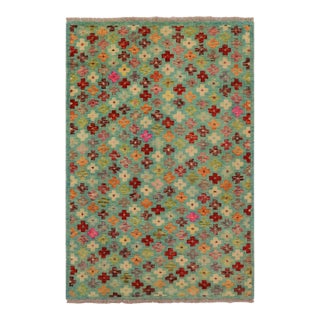 Shabby Chic Balochi Blue/Rust Wool Rug - 3'2''x5'1'' For Sale