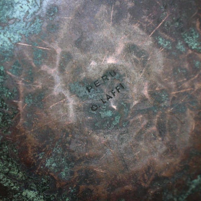 Hammered Copper Cachepot with Ancestral Face Frieze by Graziella Laffi, 1960s-1970s For Sale - Image 9 of 12
